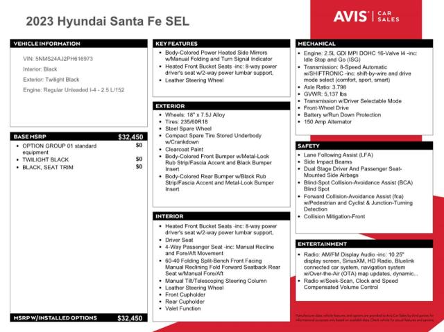 2023 HYUNDAI SANTA FE S 5NMS24AJ2PH616973