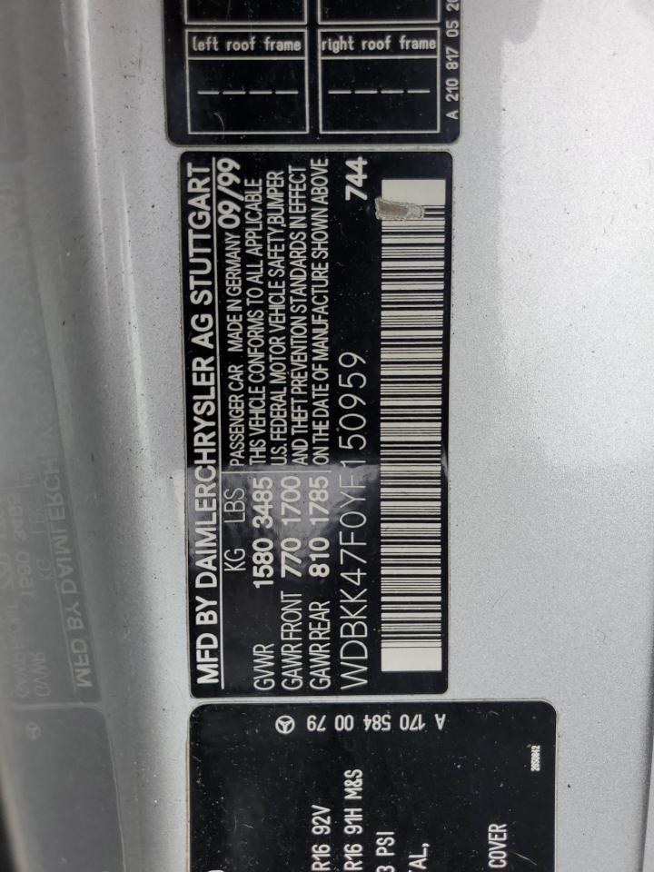 Lot #3227137429 2000 MERCEDES-BENZ SLK 230 KO