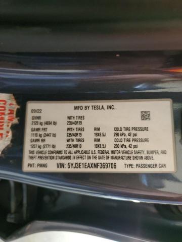 2022 TESLA MODEL 3 5YJ3E1EAXNF369706