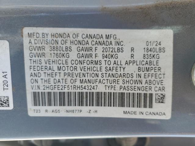 2024 HONDA CIVIC SPOR - 2HGFE2F51RH543247