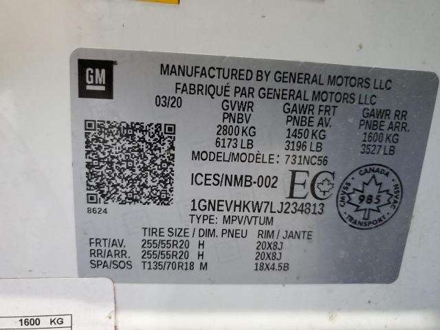 2020 CHEVROLET TRAVERSE LT 1GNEVHKW7LJ234813