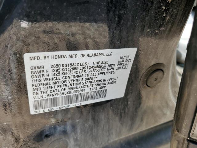 2019 HONDA PILOT TOUR 5FNYF6H6XKB036991