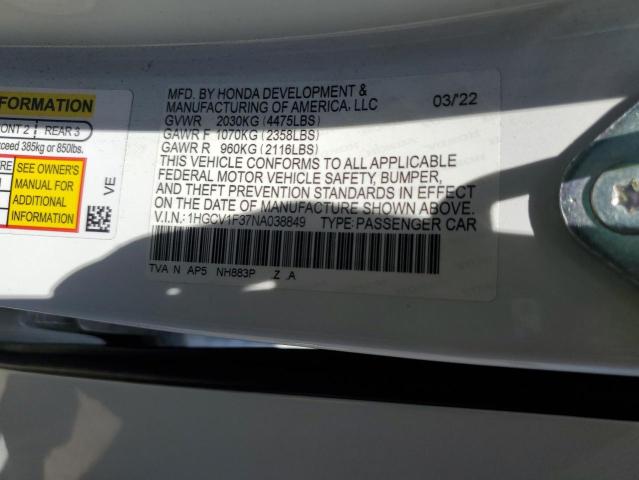 2022 HONDA ACCORD SPO - 1HGCV1F37NA038849