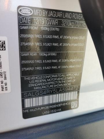 2020 LAND ROVER RANGE ROVE SALGS4RY5LA594472