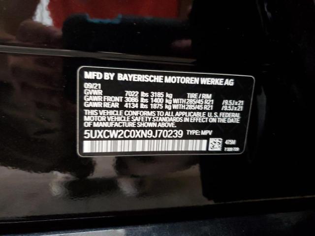2022 BMW X7 XDRIVE4 5UXCW2C0XN9J70239