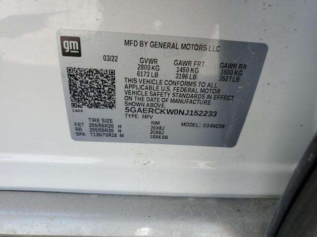 2022 BUICK ENCLAVE PR 5GAERCKW0NJ152233