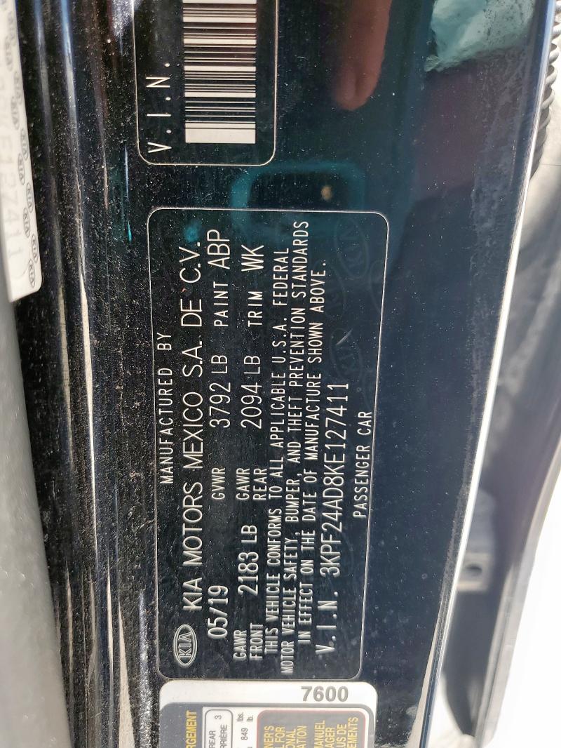 2019 KIA FORTE FE #3302975601