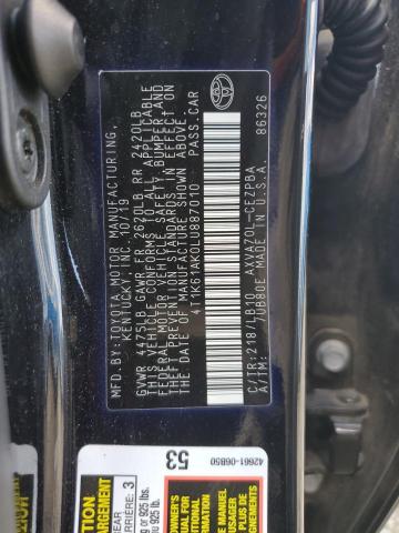 2020 TOYOTA CAMRY XSE 4T1K61AK0LU887010