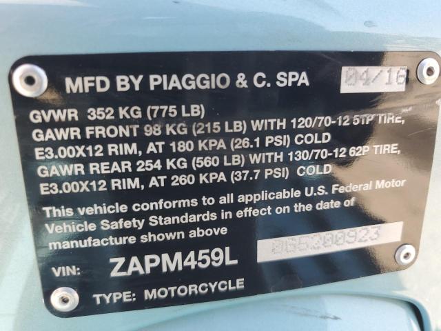 2016 VESPA GTS 300 SU ZAPM459L0G5200923