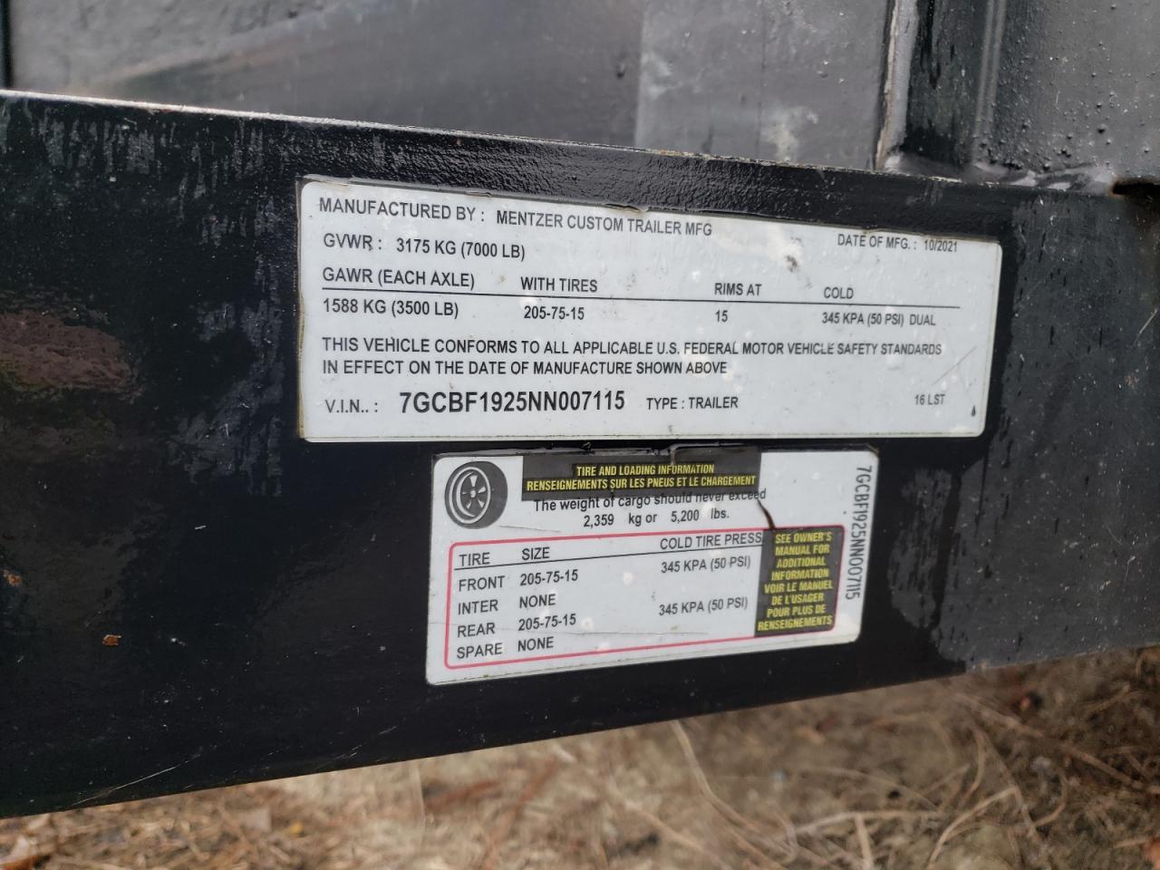 Lot #3275655787 2021 MENTZER TRAILER