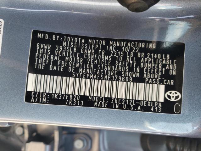 2022 TOYOTA COROLLA LE - 5YFEPMAE5NP379609