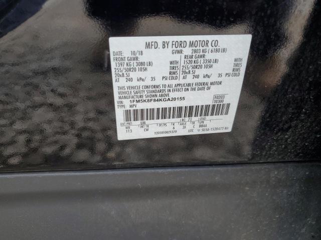 2019 FORD EXPLORER L 1FM5K8F84KGA20155