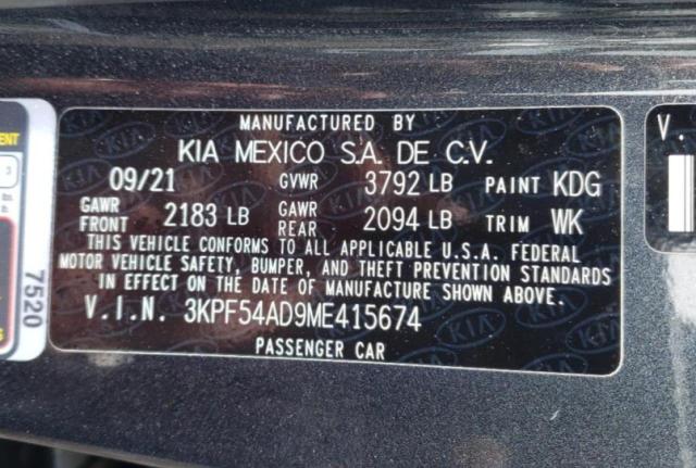 2021 KIA FORTE EX 3KPF54AD9ME415674