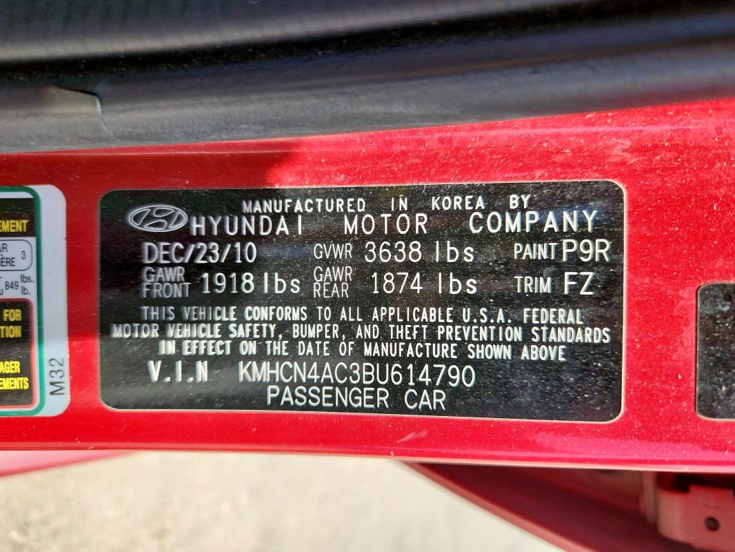 2011 HYUNDAI ACCENT - KMHCN4AC3BU614790