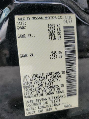 2022 NISSAN ALTIMA S 1N4BL4BV9NN370895