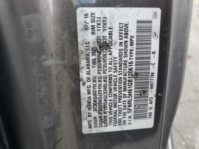 2016 HONDA ODYSSEY EXL 5FNRL5H61GB120616