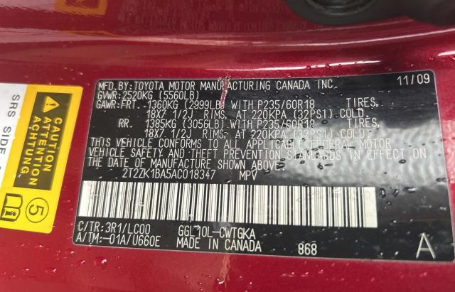 2010 LEXUS RX 350 - 2T2ZK1BA5AC018347