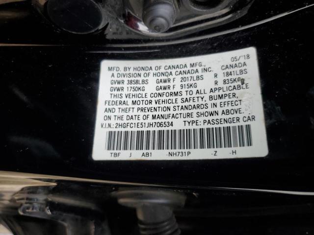 2018 HONDA CIVIC SI 2HGFC1E51JH706534