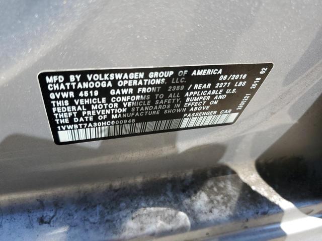 2017 VOLKSWAGEN PASSAT SE - 1VWBT7A30HC000945