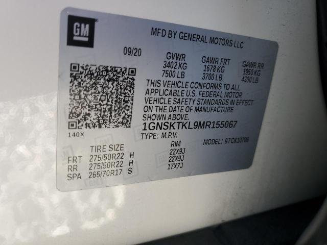 2021 CHEVROLET TAHOE K150 1GNSKTKL9MR155067