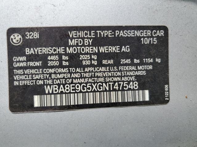 2016 BMW 328 I SULEV WBA8E9G5XGNT47548