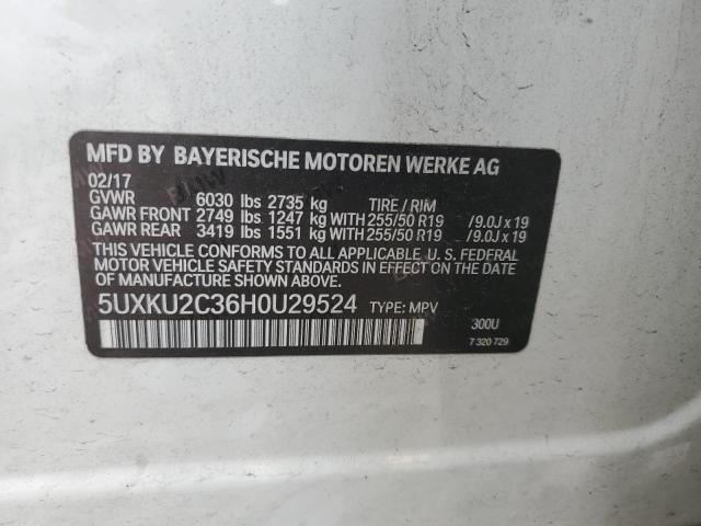 2017 BMW X6 XDRIVE35I 5UXKU2C36H0U29524