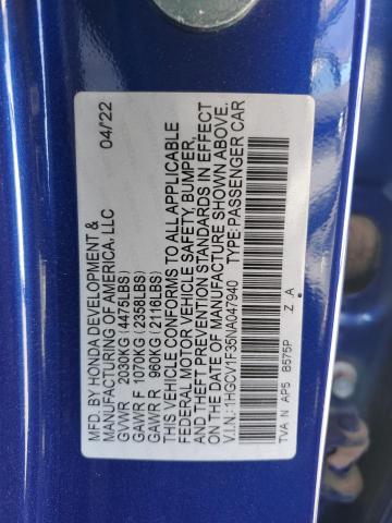 2022 HONDA ACCORD SPO 1HGCV1F35NA047940
