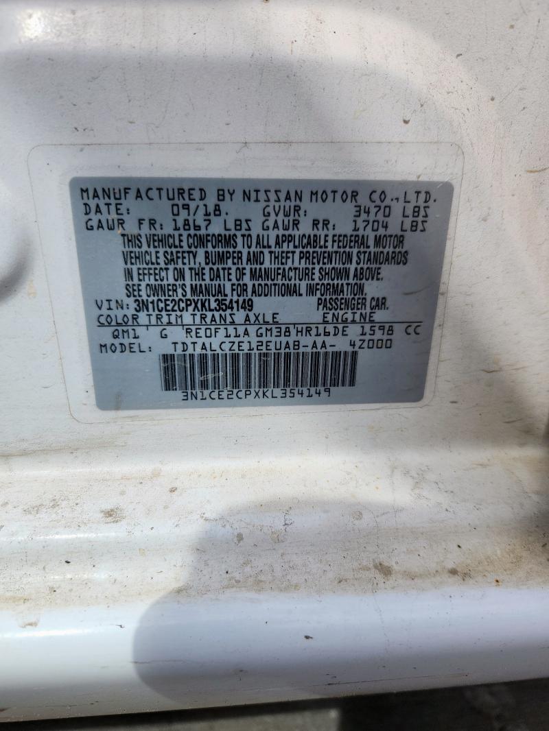 2019 NISSAN VERSA NOTE 3N1CE2CPXKL354149