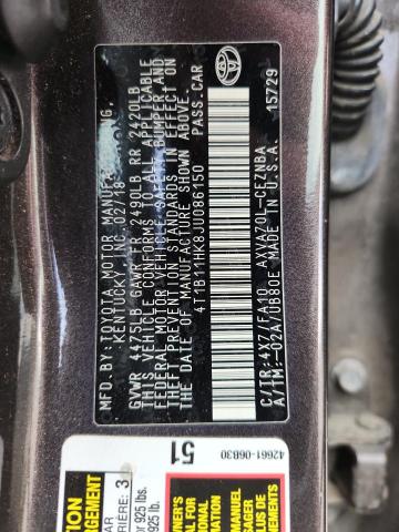 2018 TOYOTA CAMRY L 4T1B11HK8JU086150