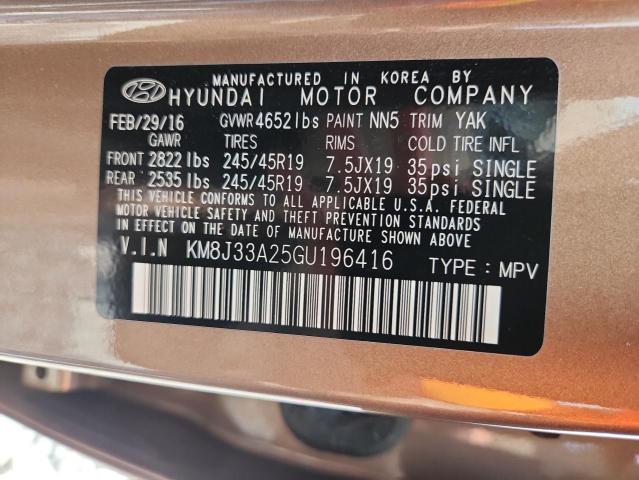 2016 HYUNDAI TUCSON LIMITED KM8J33A25GU196416