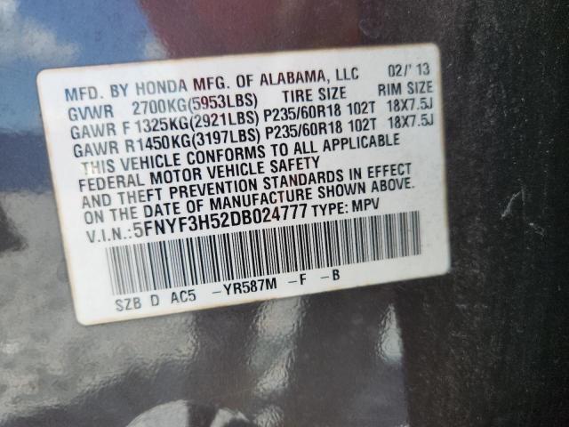 2013 HONDA PILOT EXL - 5FNYF3H52DB024777