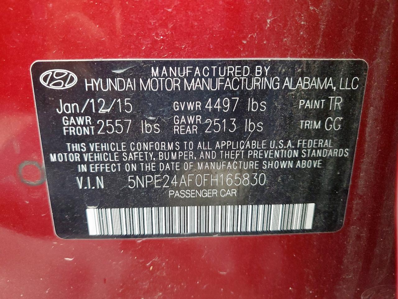 Lot #3303629949 2015 HYUNDAI SONATA SE