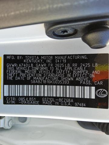 2019 LEXUS ES 350 58ABZ1B16KU035393