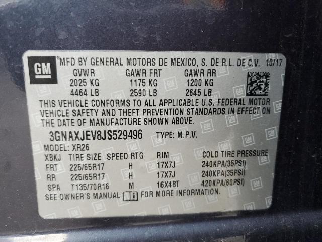 2018 CHEVROLET EQUINOX LT 3GNAXJEV8JS529496