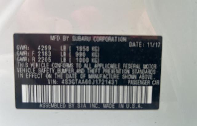 2018 SUBARU IMPREZA 4S3GTAA60J1721431