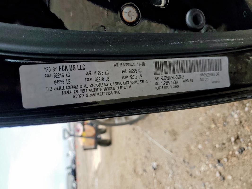2019 DODGE CHALLENGER 2C3CDZAG6KH560612