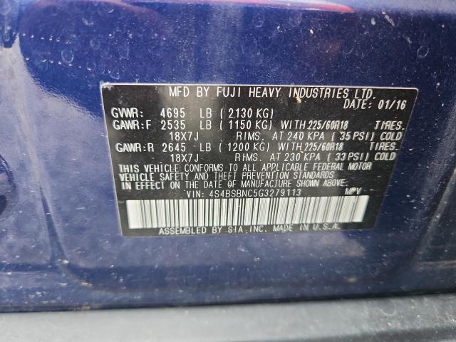 2016 SUBARU OUTBACK 2.5I LIMITED 4S4BSBNC5G3279113