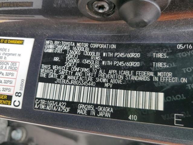 2016 TOYOTA 4RUNNER SR - JTEBU5JR8G5345440