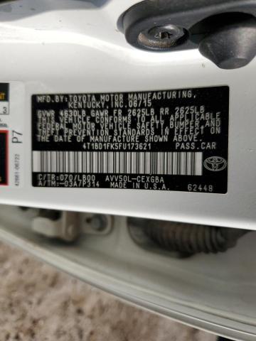2015 TOYOTA CAMRY HYBR 4T1BD1FK5FU173621