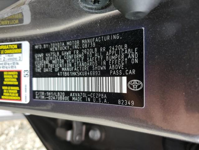 2019 TOYOTA CAMRY XSE - 4T1B61HK5KU846893
