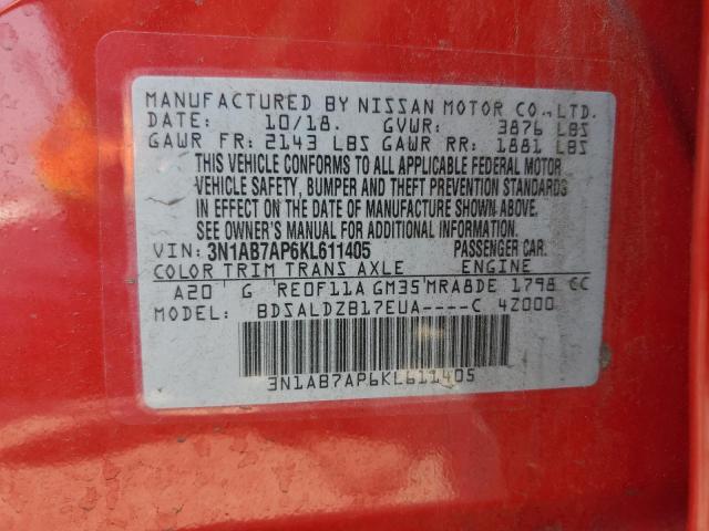 2019 NISSAN SENTRA S 3N1AB7AP6KL611405
