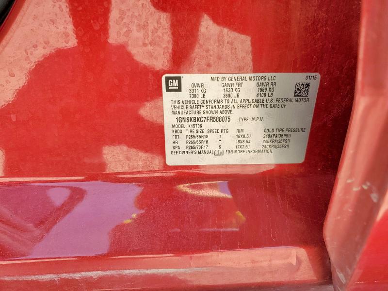 2015 CHEVROLET TAHOE K1500 LT 1GNSKBKC7FR588075