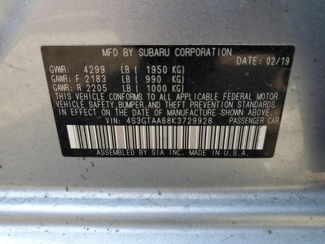 2019 SUBARU IMPREZA 4S3GTAA68K3729928