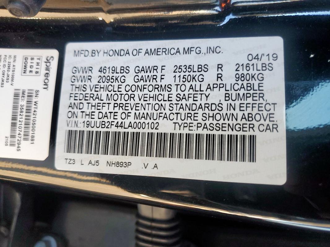 2020 ACURA TLX TECHNO 19UUB2F44LA000102