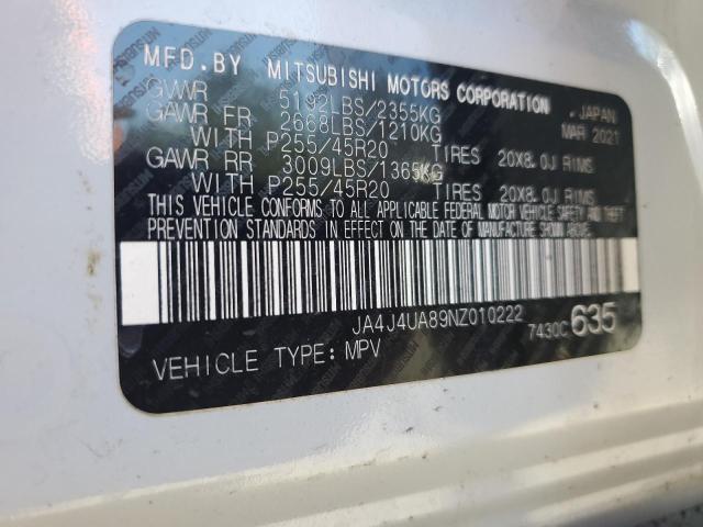 2022 MITSUBISHI OUTLANDER JA4J4UA89NZ010222