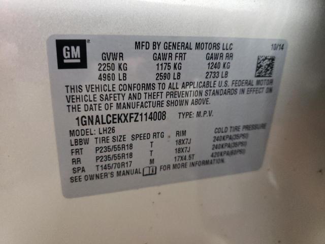 2015 CHEVROLET EQUINOX LT - 1GNALCEKXFZ114008
