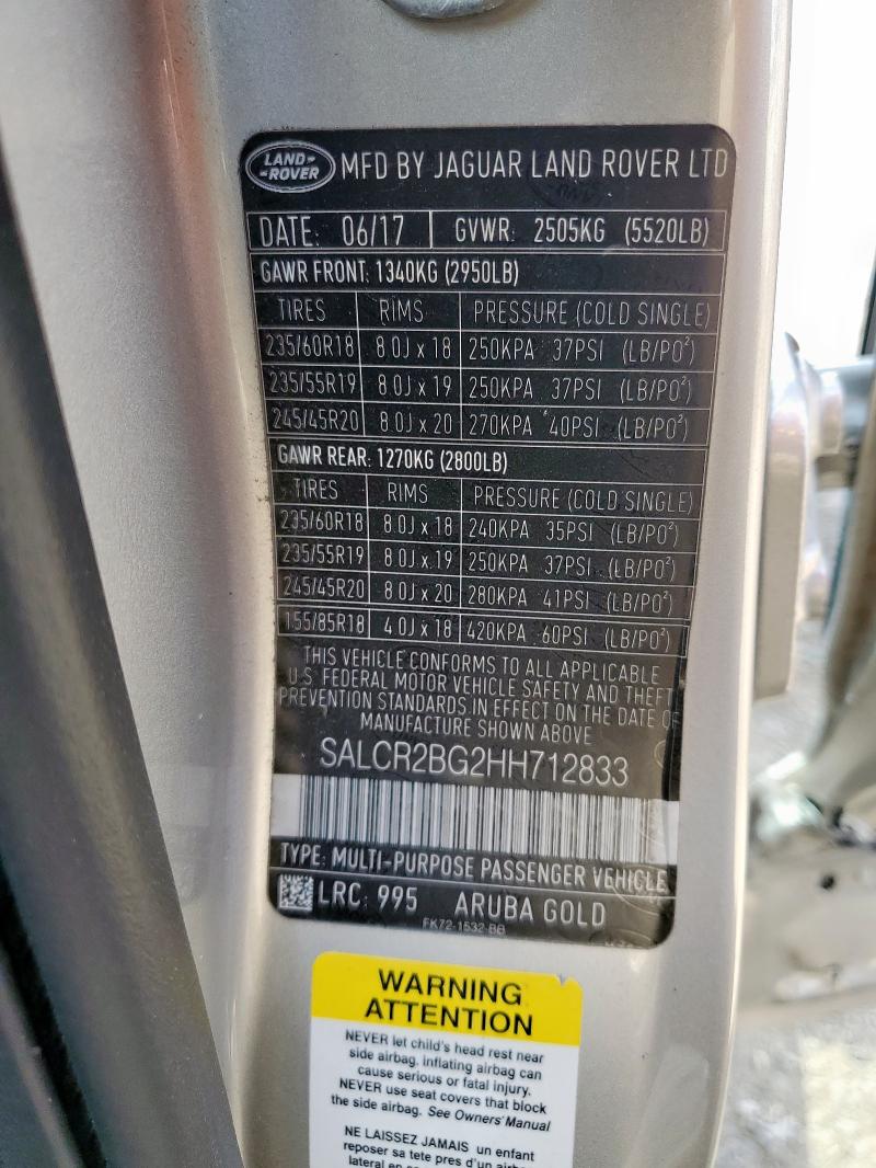 2017 LAND ROVER DISCOVERY SALCR2BG2HH712833