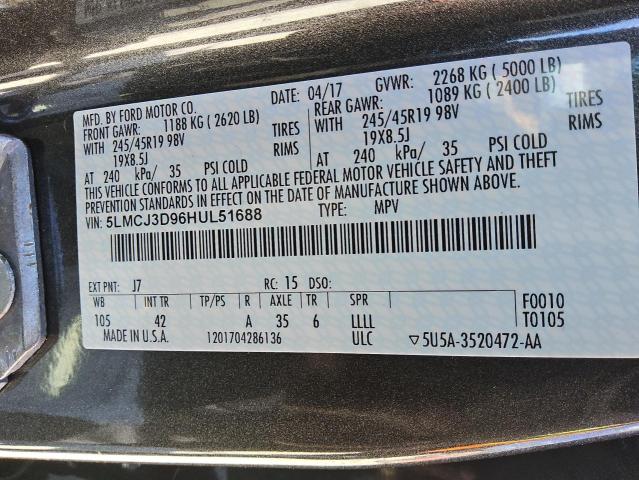 2017 LINCOLN MKC RESERV 5LMCJ3D96HUL51688