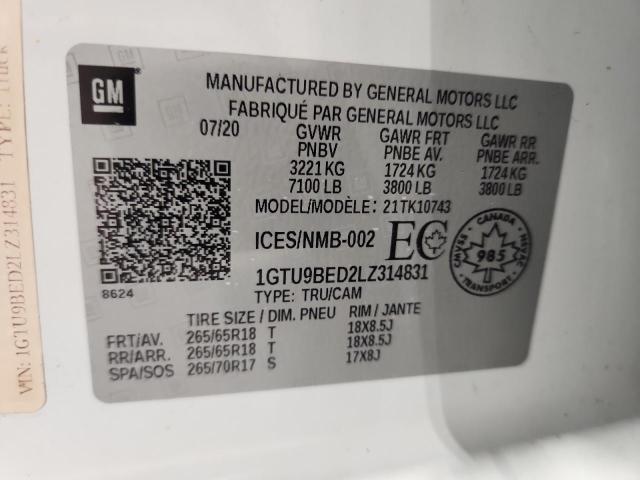 2020 GMC SIERRA K15 1GTU9BED2LZ314831