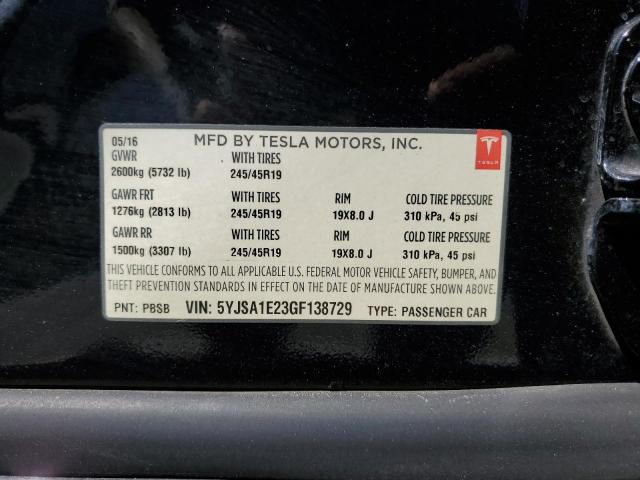 2016 TESLA MODEL S 5YJSA1E23GF138729